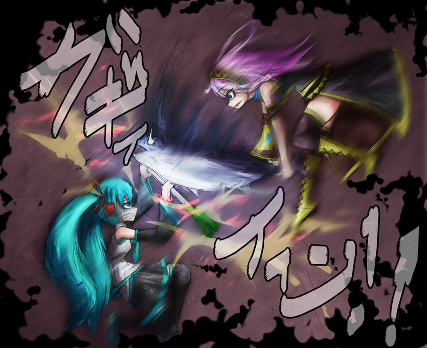 hatsune miku and megurine luka (vocaloid) drawn by ray-k