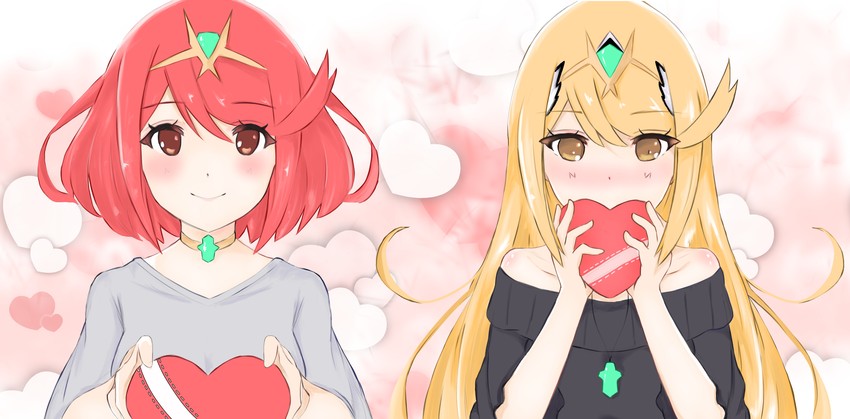 pyra and mythra (xenoblade chronicles and 1 more) drawn by mxsoundtube