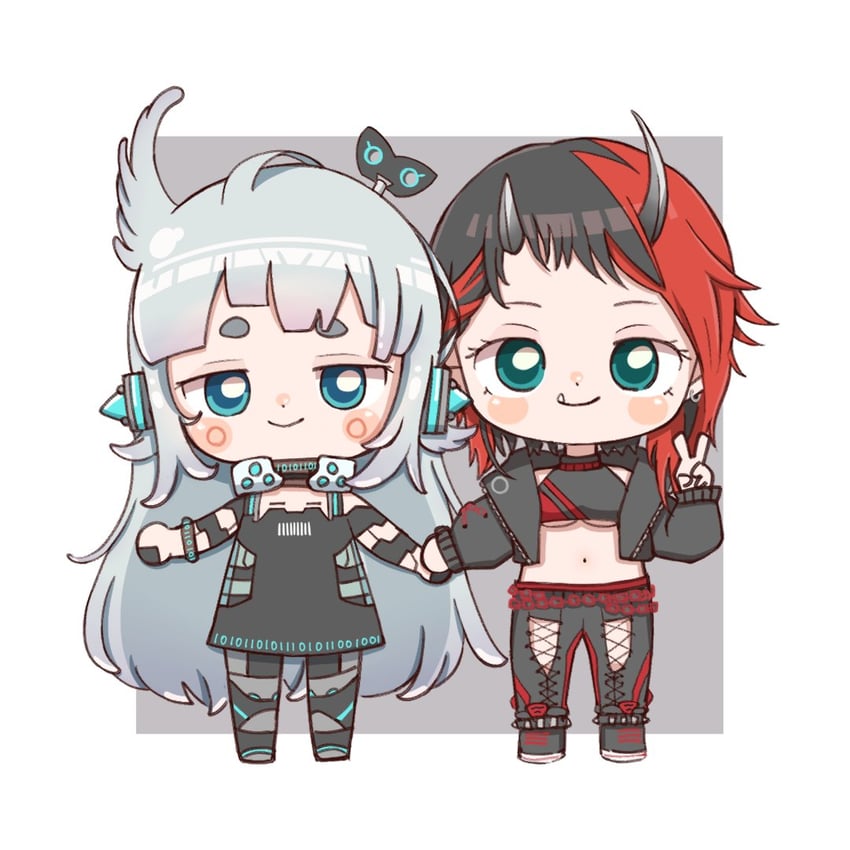 ryugasaki rene and and uge (nanashi inc. and 1 more) drawn by yukari_0112