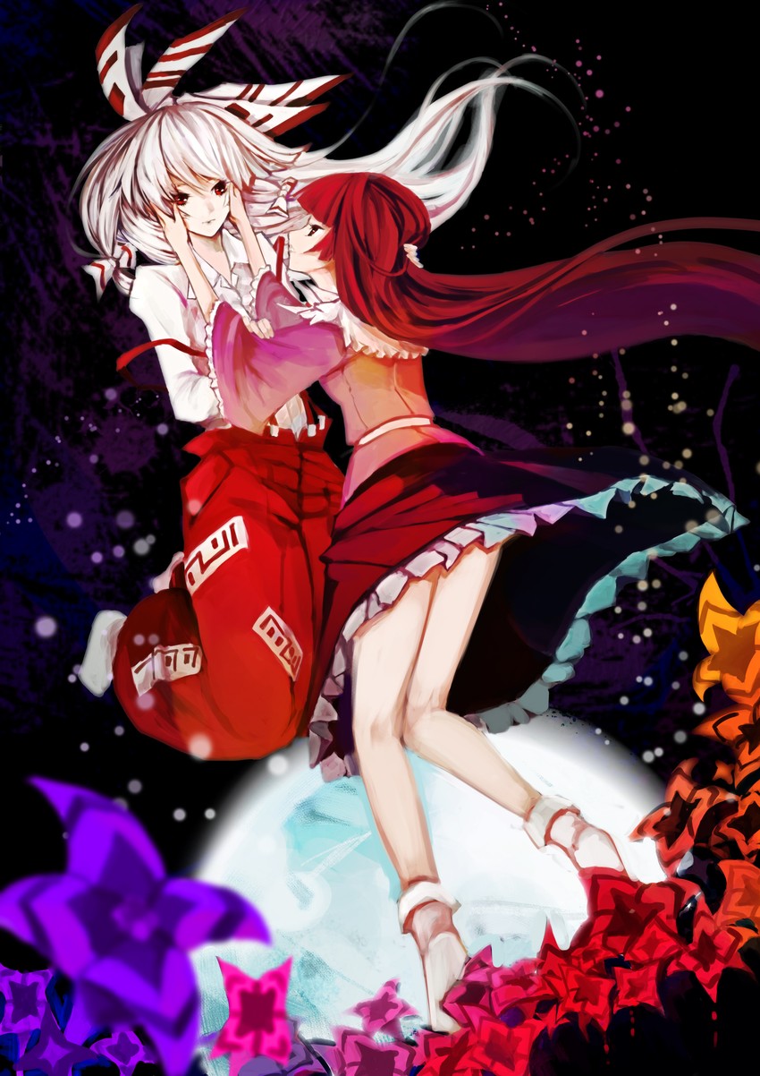 fujiwara no mokou and houraisan kaguya (touhou) drawn by ll.ee.
