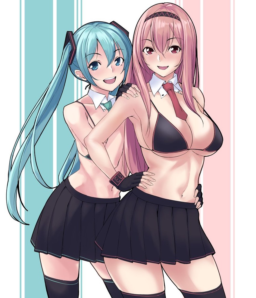 hatsune miku and megurine luka (vocaloid) drawn by din_(raiden)