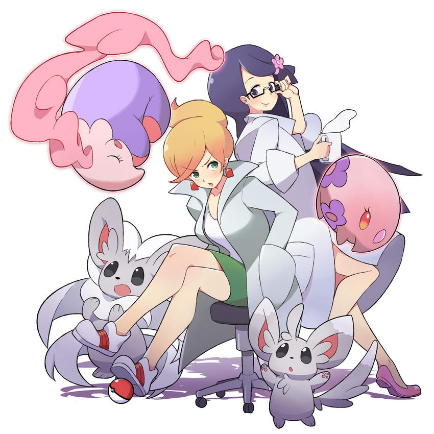 minccino, munna, musharna, professor juniper, cinccino, and 1 more (pokemon and 1 more) drawn by tm_(hanamakisan)