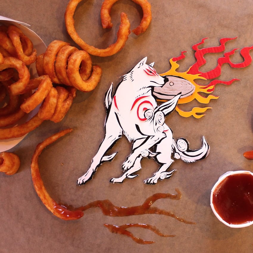 amaterasu (ookami) drawn by arby's_(brand_account)