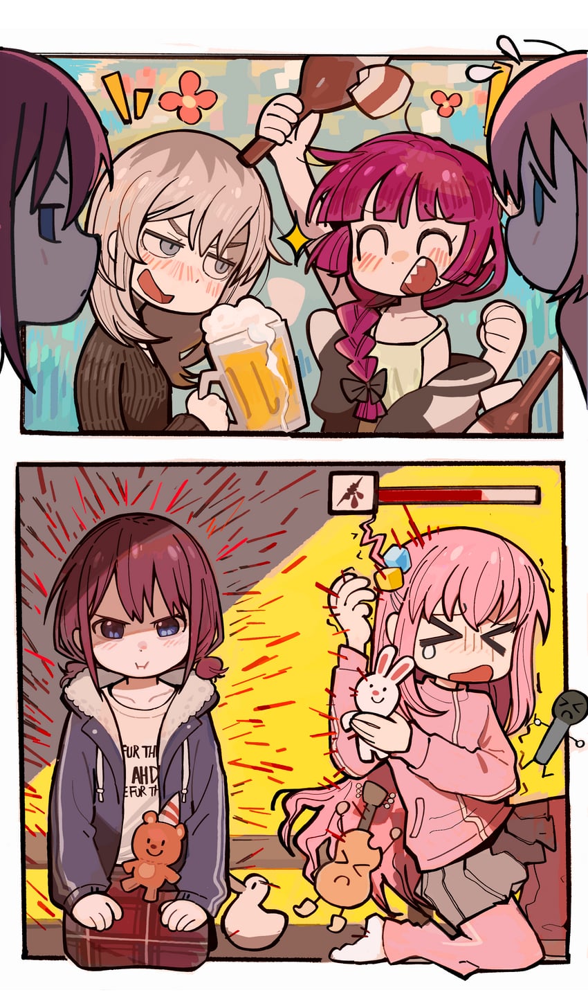 gotoh hitori, iseri nina, kawaragi momoka, and hiroi kikuri (bocchi the rock! and 1 more) drawn by llllwewewe