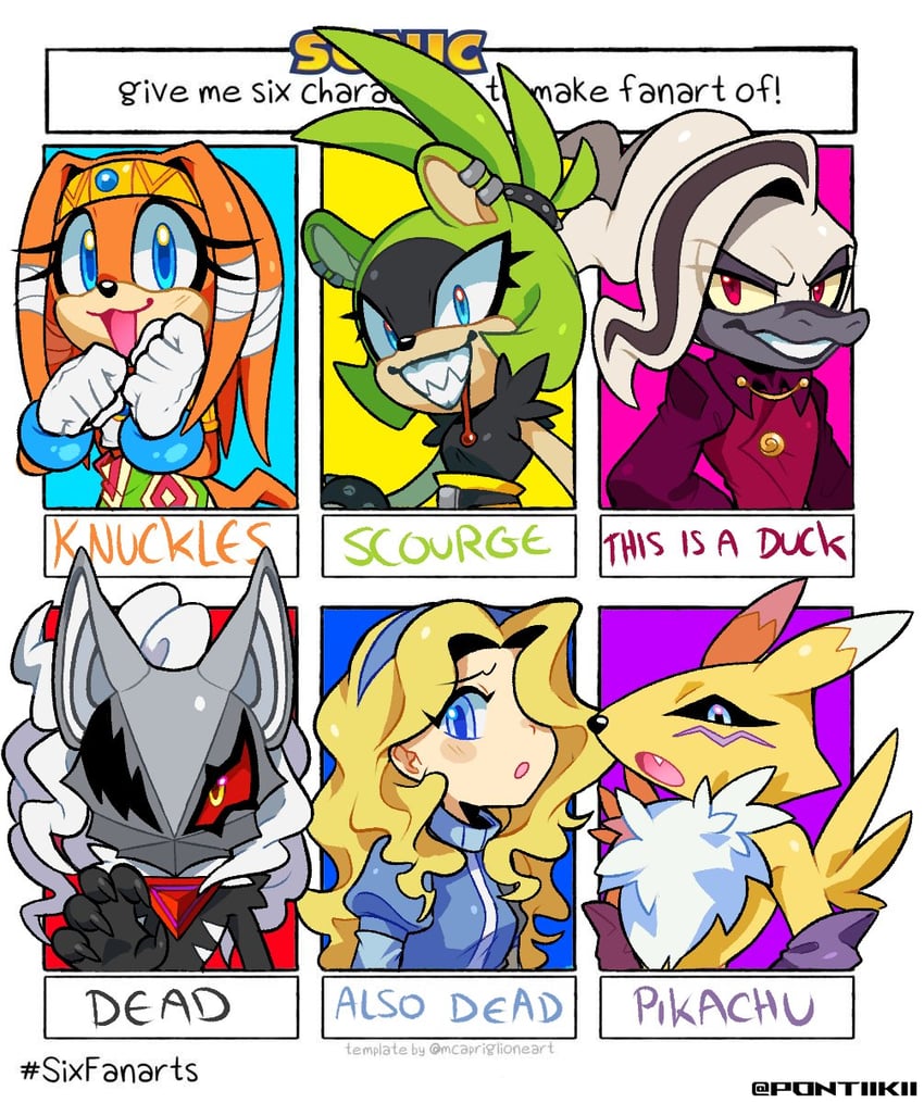 renamon, maria robotnik, surge the tenrec, tikal the echidna, infinite, and 1 more (digimon and 4 more) drawn by pontiikii