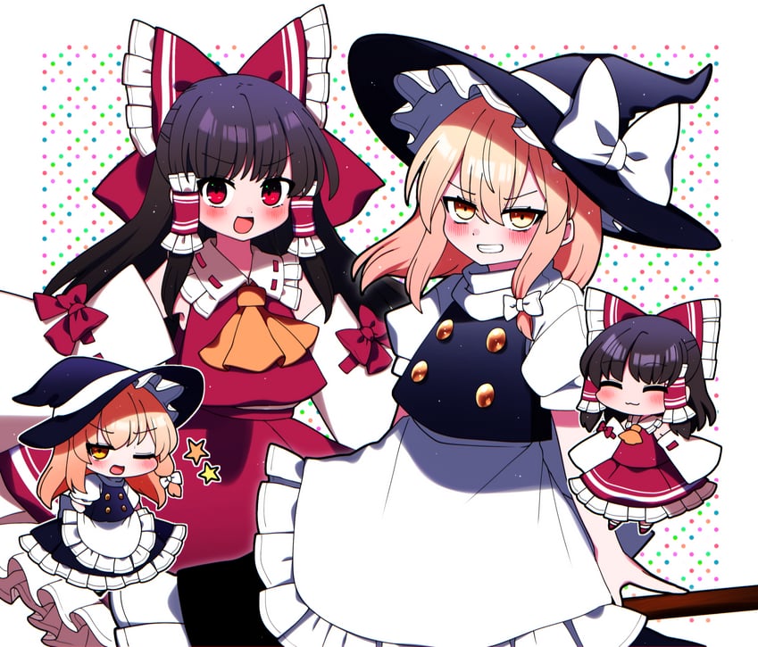 hakurei reimu and kirisame marisa (touhou) drawn by you_(noanoamoemoe)