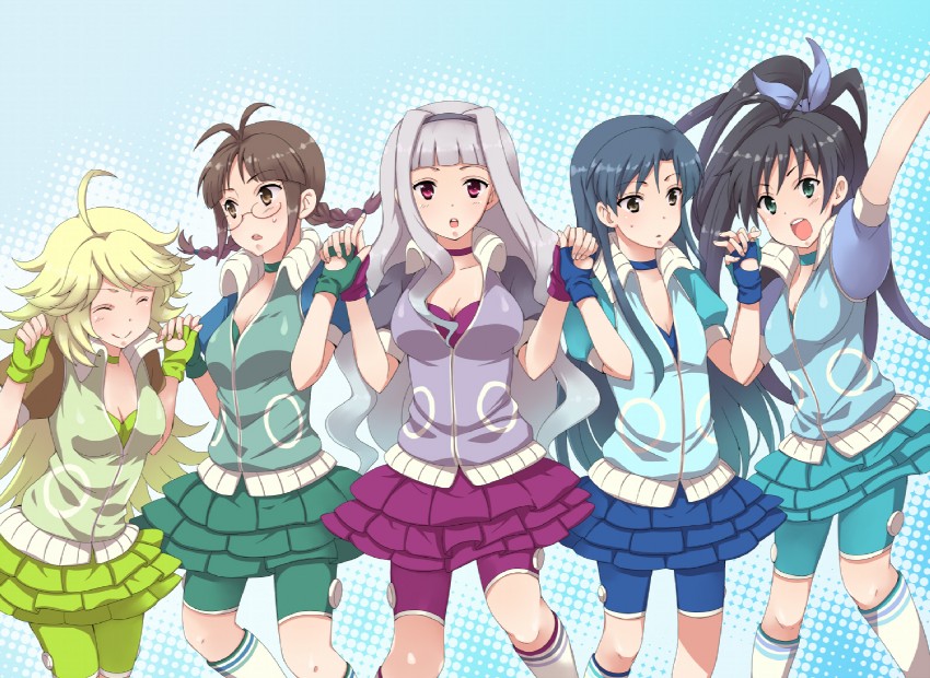 hoshii miki, kisaragi chihaya, shijou takane, ganaha hibiki, and akizuki ritsuko (idolmaster and 1 more) drawn by lala_(yamada_goroku)