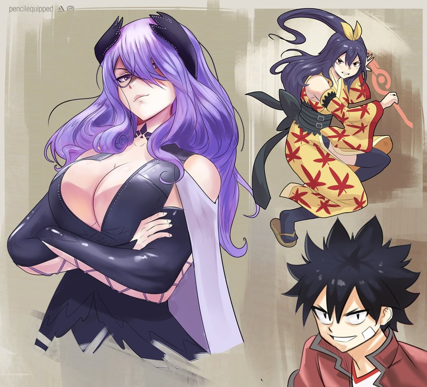homura kogetsu, shiki granbell, and holy (eden's zero) drawn by pencilequipped