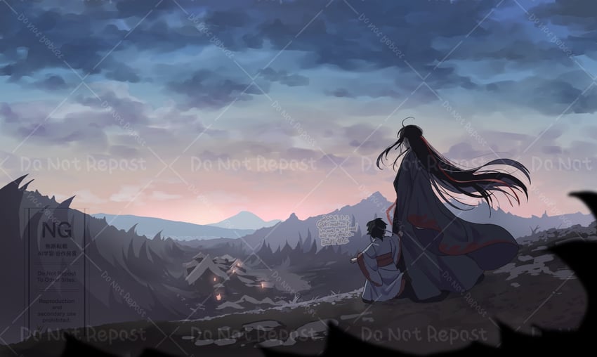 wei wuxian and lan sizhui (modao zushi) drawn by kimako_(kimako_8)