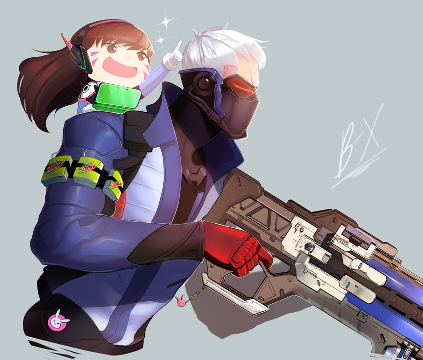 soldier: 76 and d.va (overwatch and 3 more) drawn by sly-8