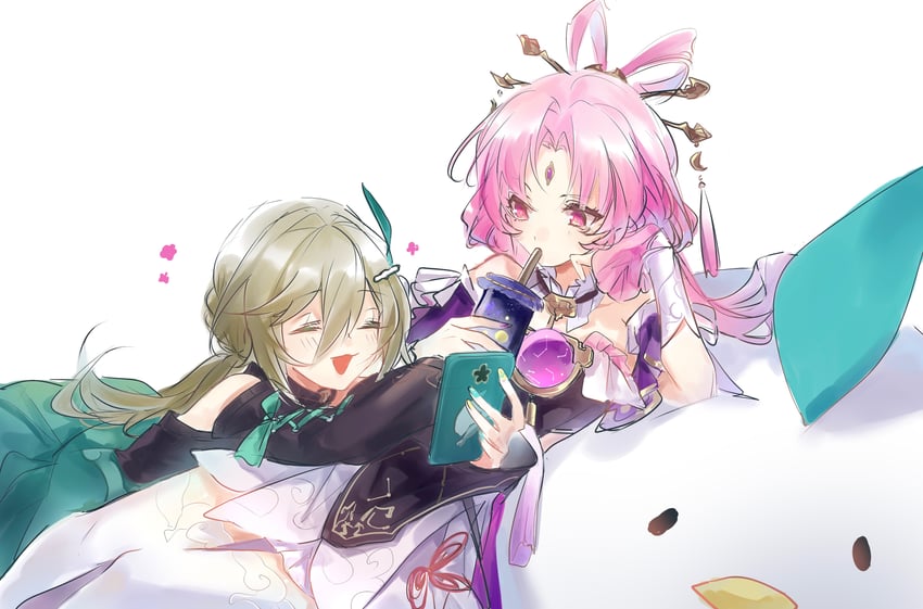 fu xuan and qingque (honkai and 1 more) drawn by motuwangchuan