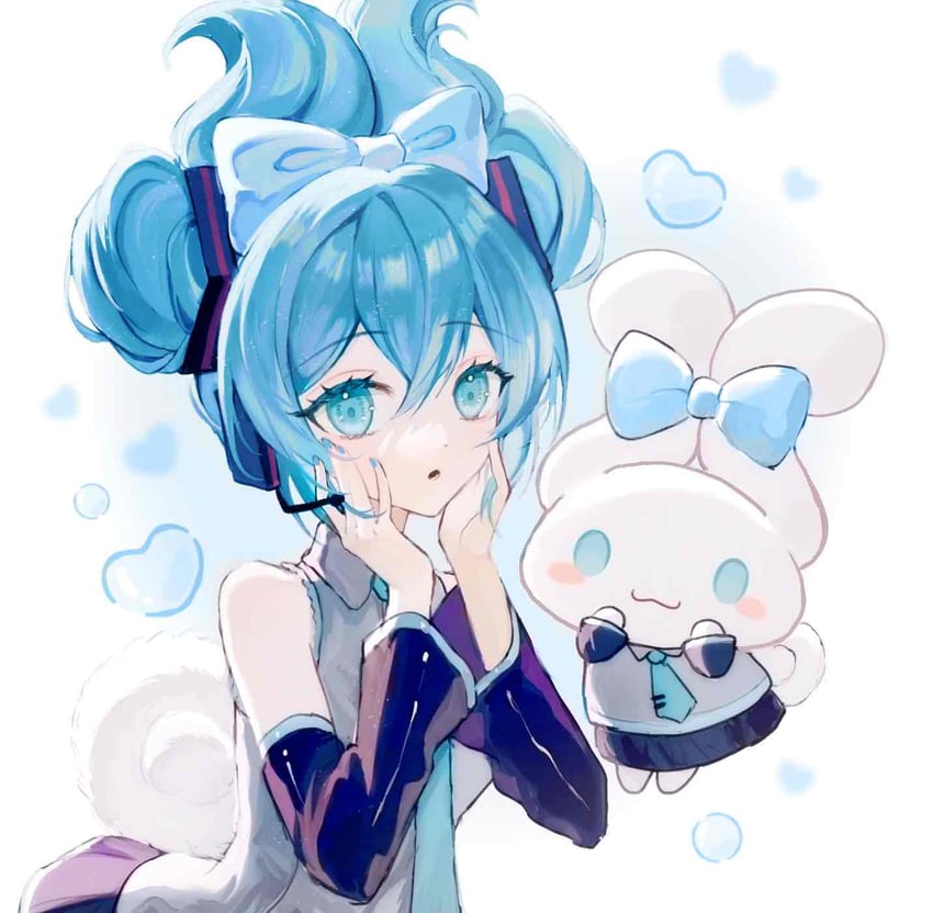 hatsune miku, cinnamoroll, and cinnamiku (vocaloid and 2 more) drawn by osage_(8545675)