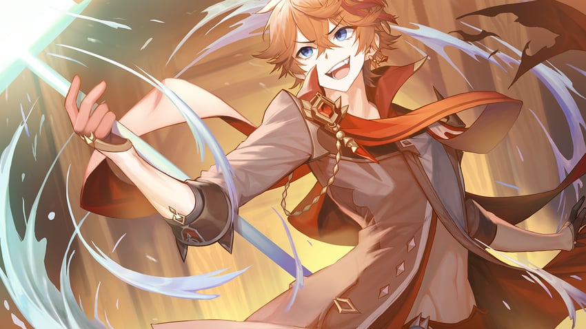 tartaglia (genshin impact) drawn by kyundoo