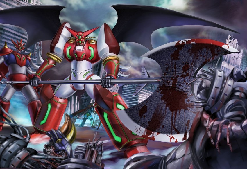 getter-1, shin getter-1, grendizer, and getter dragon (getter robo and 4 more) drawn by yusao