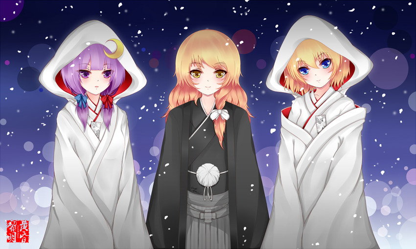 kirisame marisa, alice margatroid, and patchouli knowledge (touhou) drawn by dclockwork
