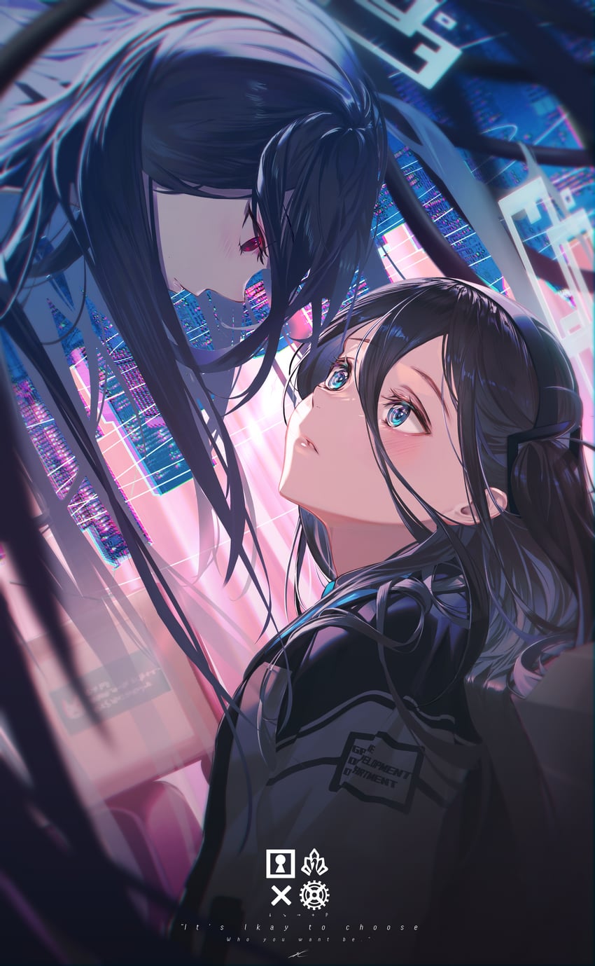 aris and kei (blue archive) drawn by xi-u