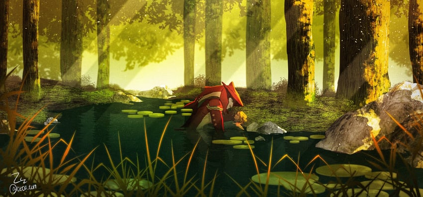 link and sidon (the legend of zelda and 1 more) drawn by teto_ten