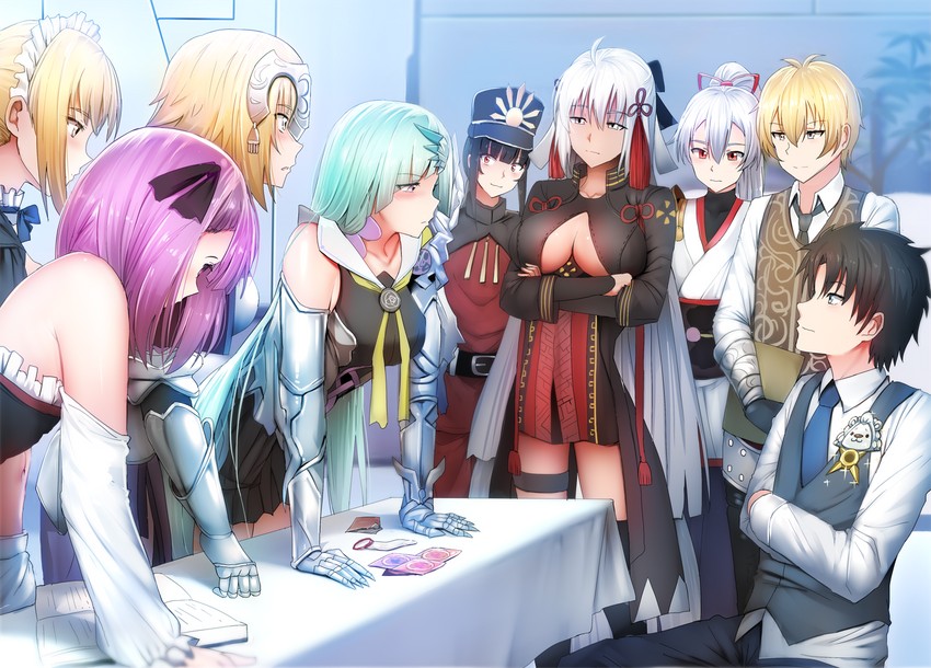 artoria pendragon, saber, fujimaru ritsuka, jeanne d'arc, okita souji, and 8 more (fate and 1 more) drawn by ginhaha