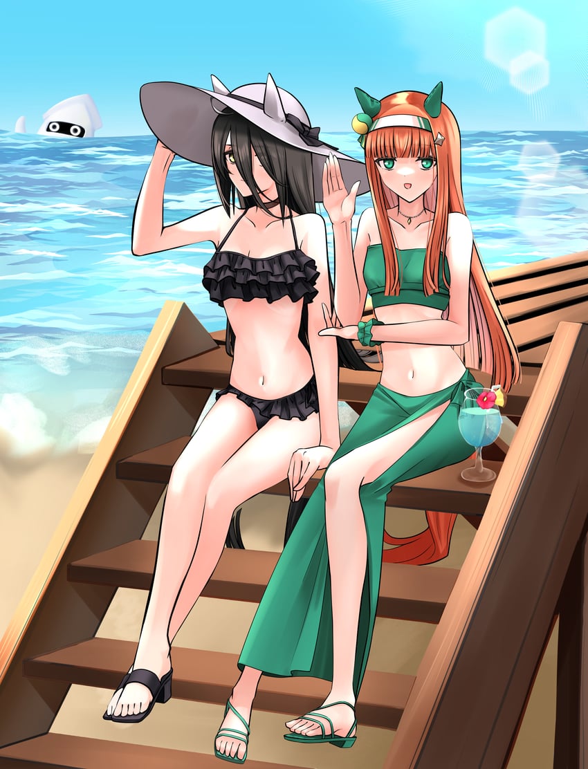manhattan cafe, silence suzuka, and blooper (umamusume and 1 more) drawn by threepitz