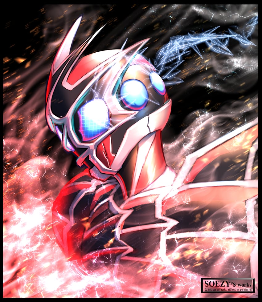 kamen rider demons (kamen rider and 1 more) drawn by soezy