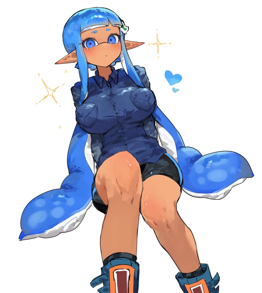 inkling player character and inkling girl (splatoon) drawn by togetoge