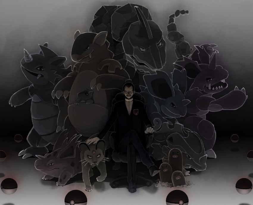 giovanni, nidoking, onix, dugtrio, rhydon, and 5 more (pokemon) drawn by shoku