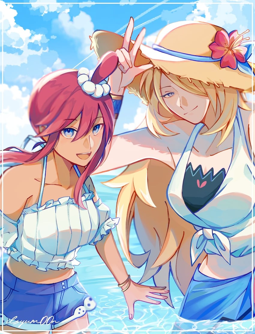 cynthia and skyla (pokemon and 1 more) drawn by yum00m