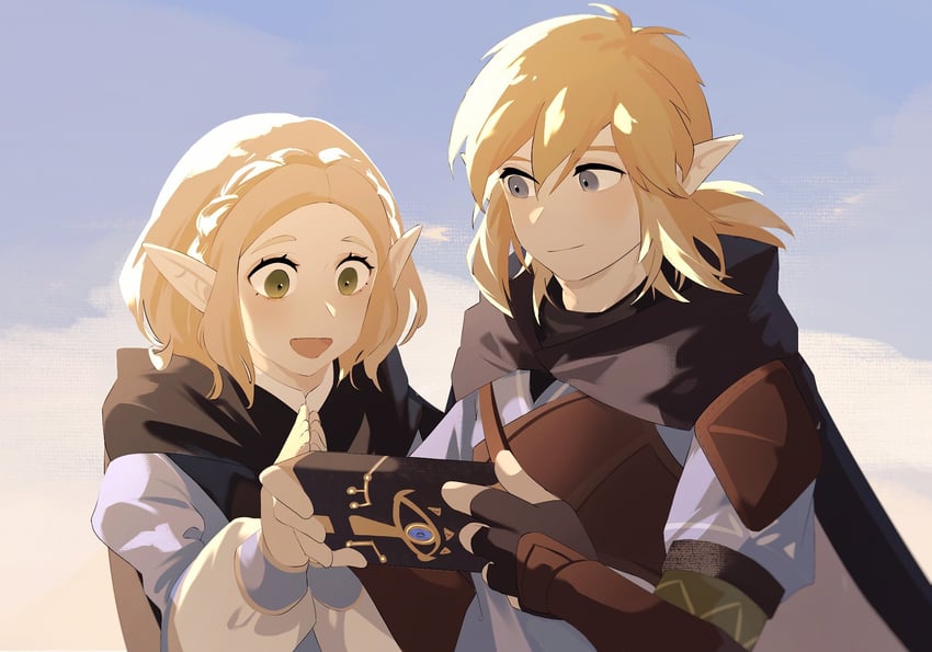 link and princess zelda (the legend of zelda and 1 more) drawn by gura_(zaxtusyku1111)