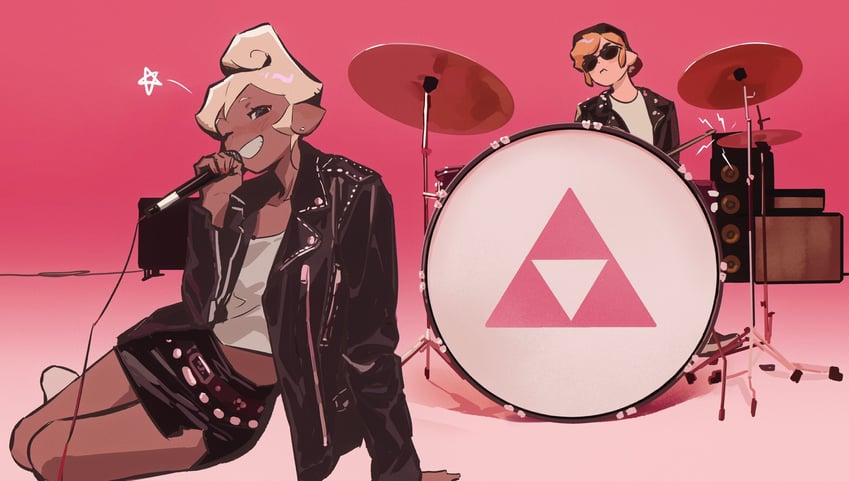 link, tetra, rose, and bruno mars (the legend of zelda and 2 more) drawn by senzo6700