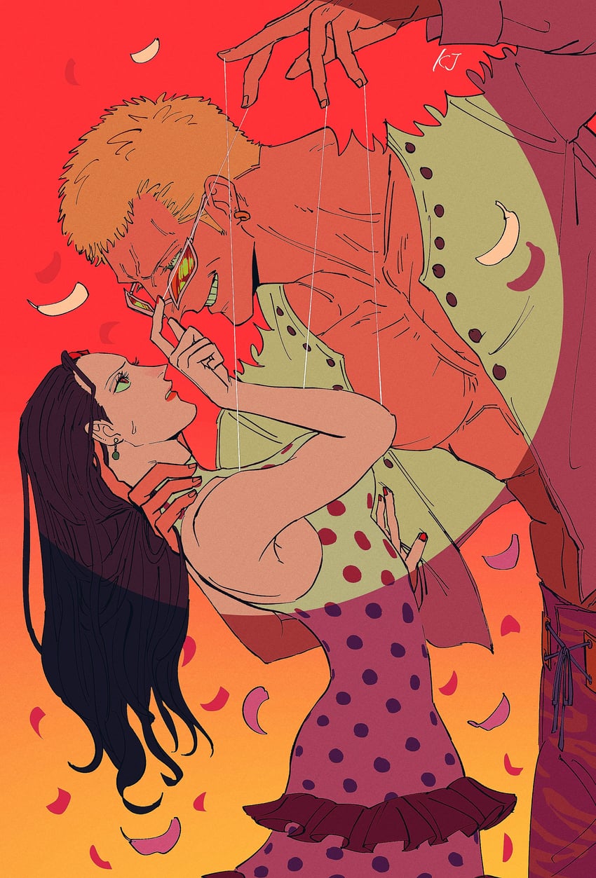 donquixote doflamingo and viola (one piece) drawn by kj_kc2