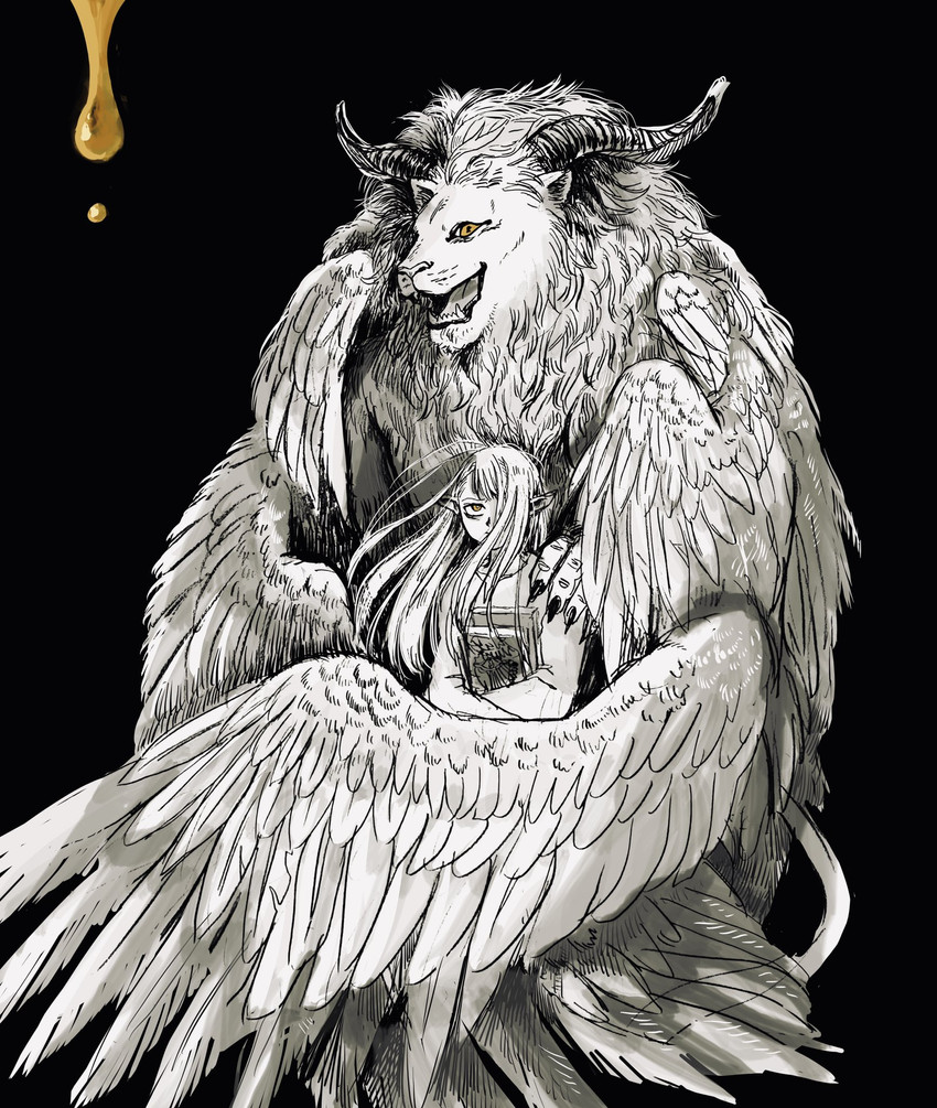 marcille donato and winged lion (dungeon meshi) drawn by ooxxsol