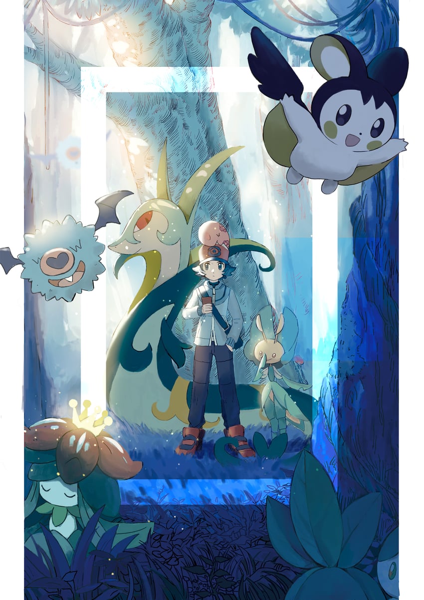 hilbert, emolga, serperior, lilligant, munna, and 3 more (pokemon and 1 more) drawn by blueock