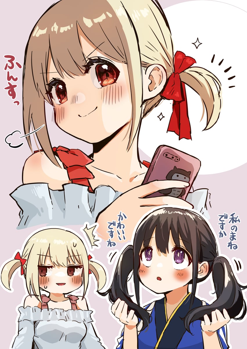 nishikigi chisato and inoue takina (lycoris recoil) drawn by oekaki_aoba