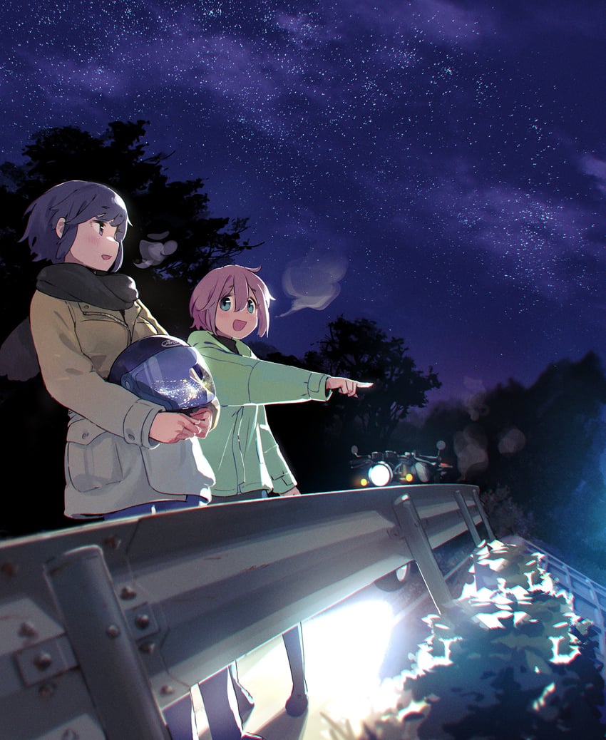 shima rin and kagamihara nadeshiko (yurucamp and 1 more) drawn by minawa