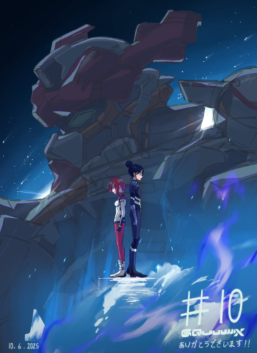 amate yuzuriha, nyaan, and gquuuuuux (gundam and 1 more) drawn by adityar51253736