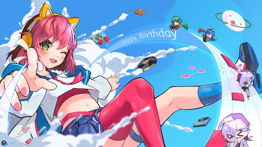 pippi, mocha, yuzu, taikonator, mani, and 1 more (osu!) drawn by zunkw