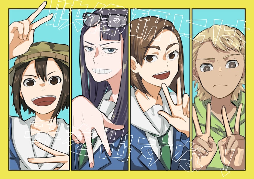 kanamori sayaka, asakusa midori, mizusaki tsubame, and doumeki parker (eizouken ni wa te wo dasu na!) drawn by kasasagi_mareki