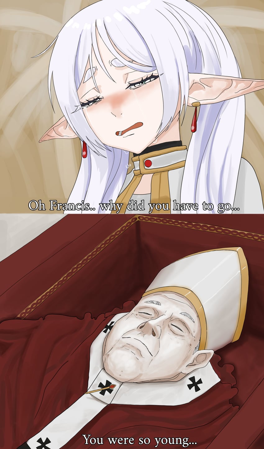 frieren and pope francis (sousou no frieren and 1 more) drawn by pokoooo_(fartsonist)