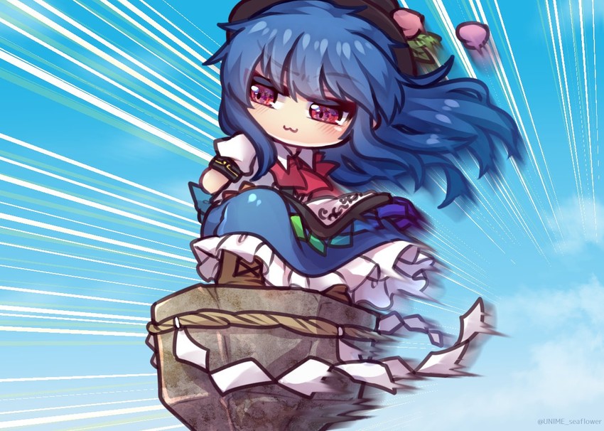 hinanawi tenshi and tao pai pai (touhou and 1 more) drawn by unime_seaflower