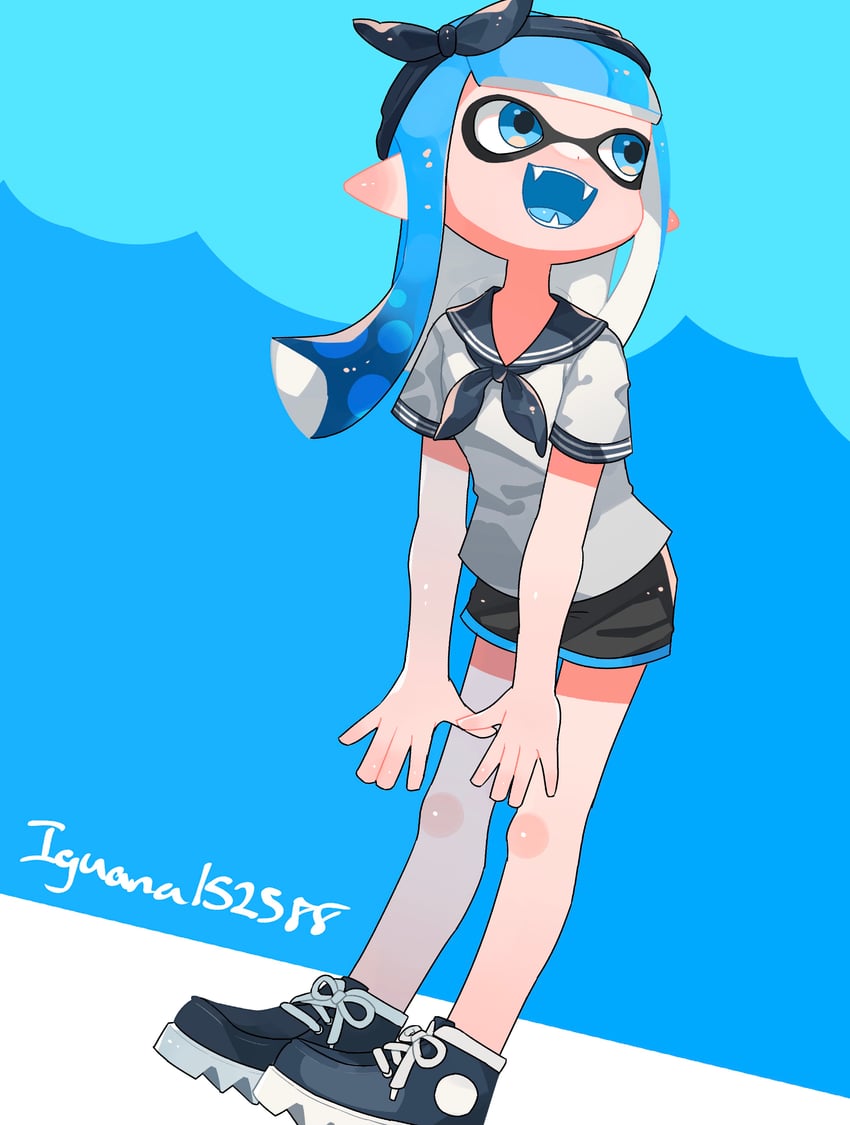 inkling player character and inkling girl (splatoon and 1 more) drawn by iguana152588