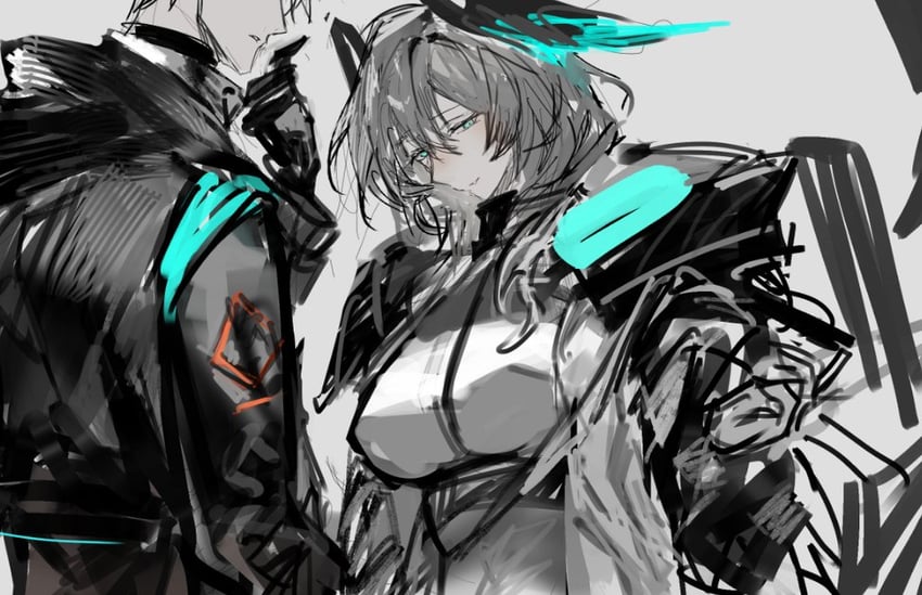 doctor, ho'olheyak, and male doctor (arknights) drawn by remsrar