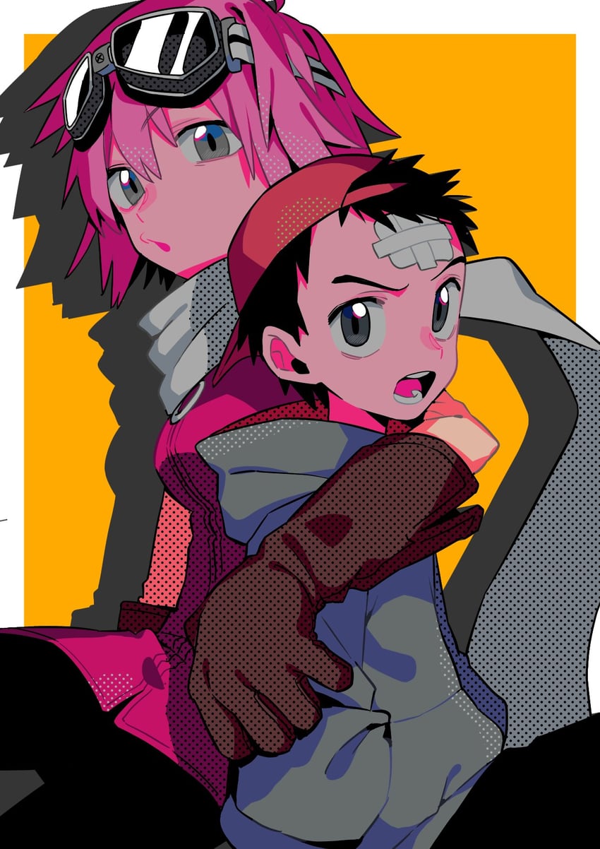 haruhara haruko and nandaba naota (flcl) drawn by menma_(enaic31)
