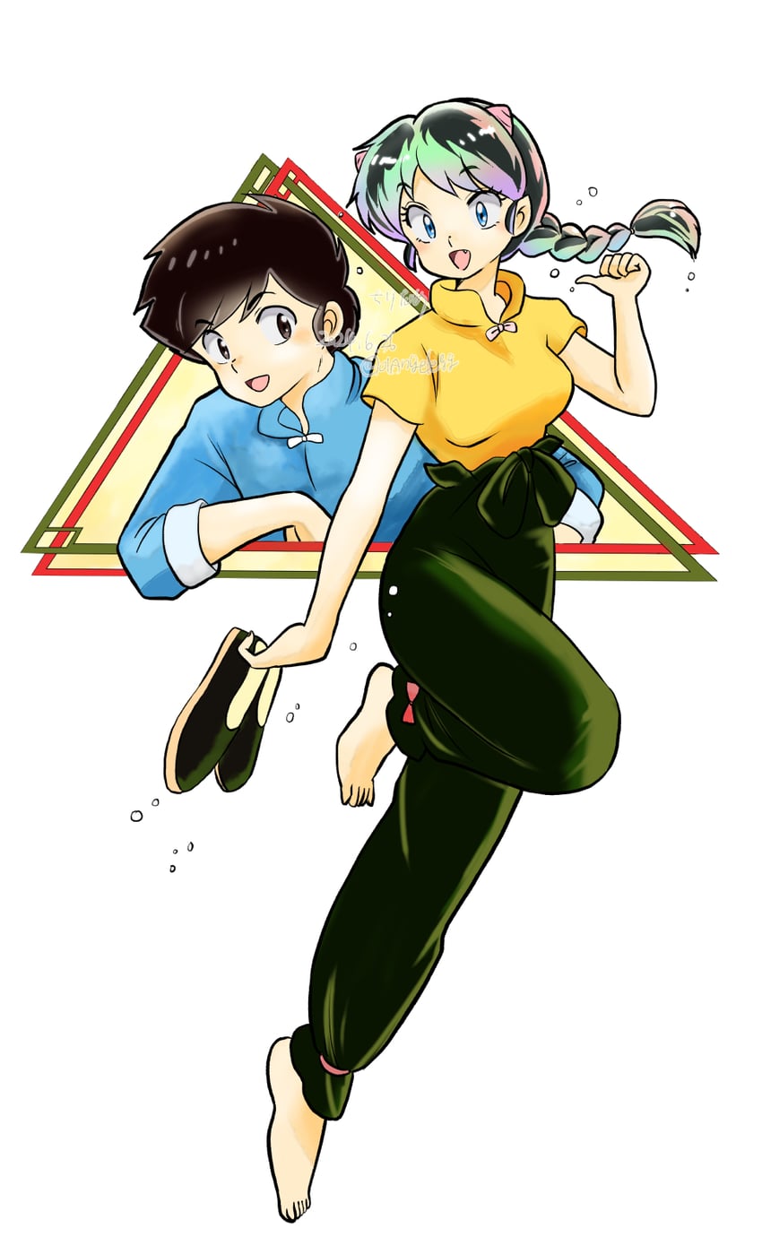 lum and saotome ranma (ranma 1/2 and 1 more) drawn by 01angelegg