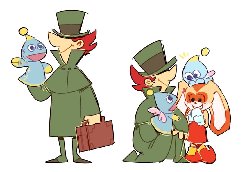 cream the rabbit, cheese, and wentos (sonic and 1 more) drawn by cigardoesart