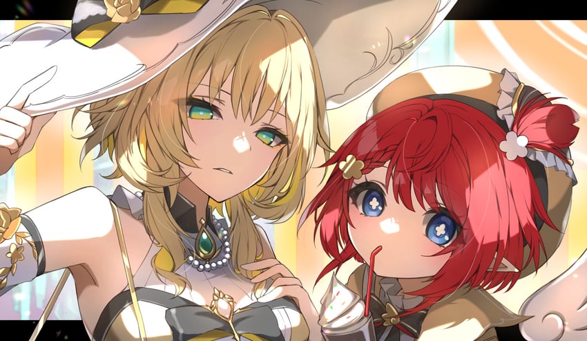 aglaea and tribbie (honkai and 1 more) drawn by moderate_gold