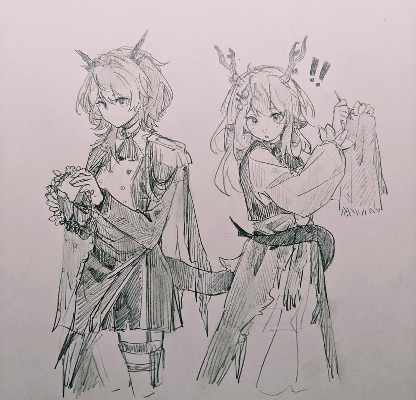 talulah, alina, and talulah the fighter (arknights) drawn by maplebyebye