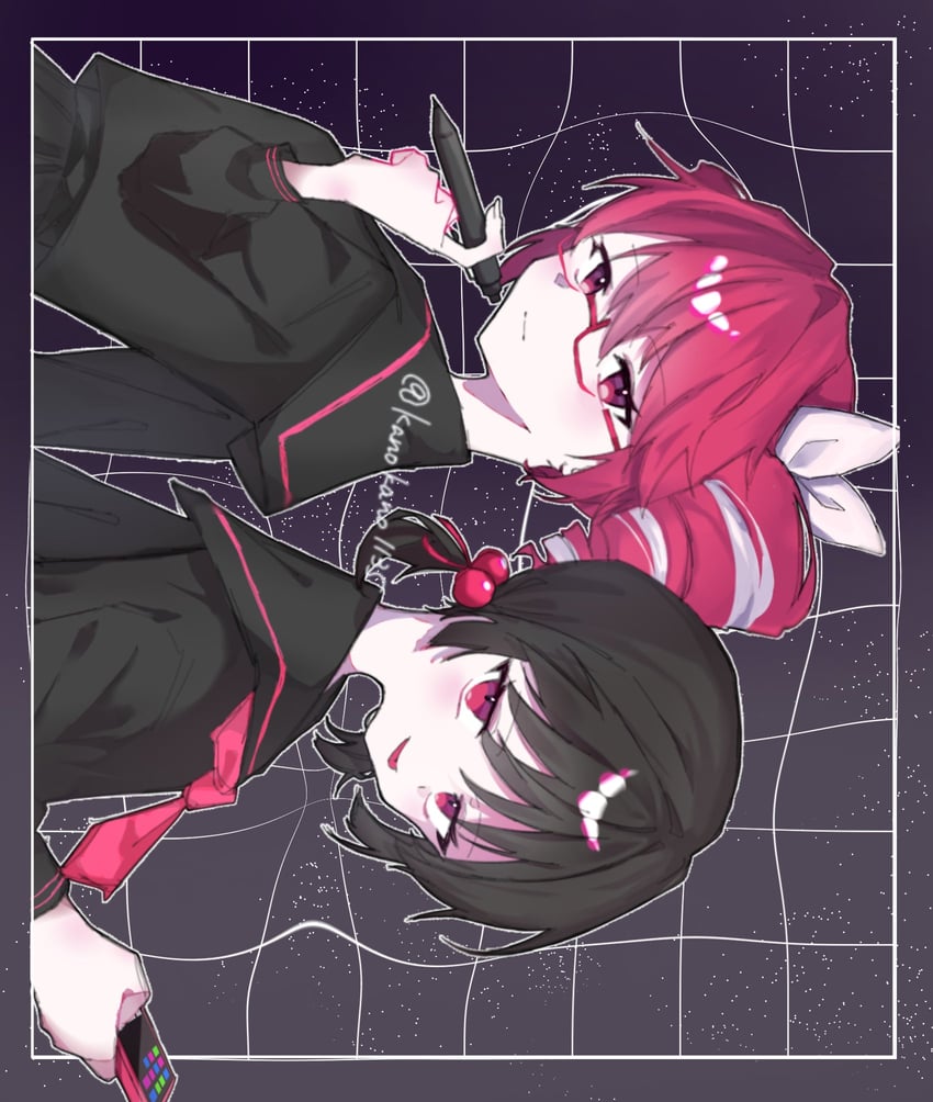 kasane teto and kaai yuki (vocaloid and 2 more) drawn by kanokano1135