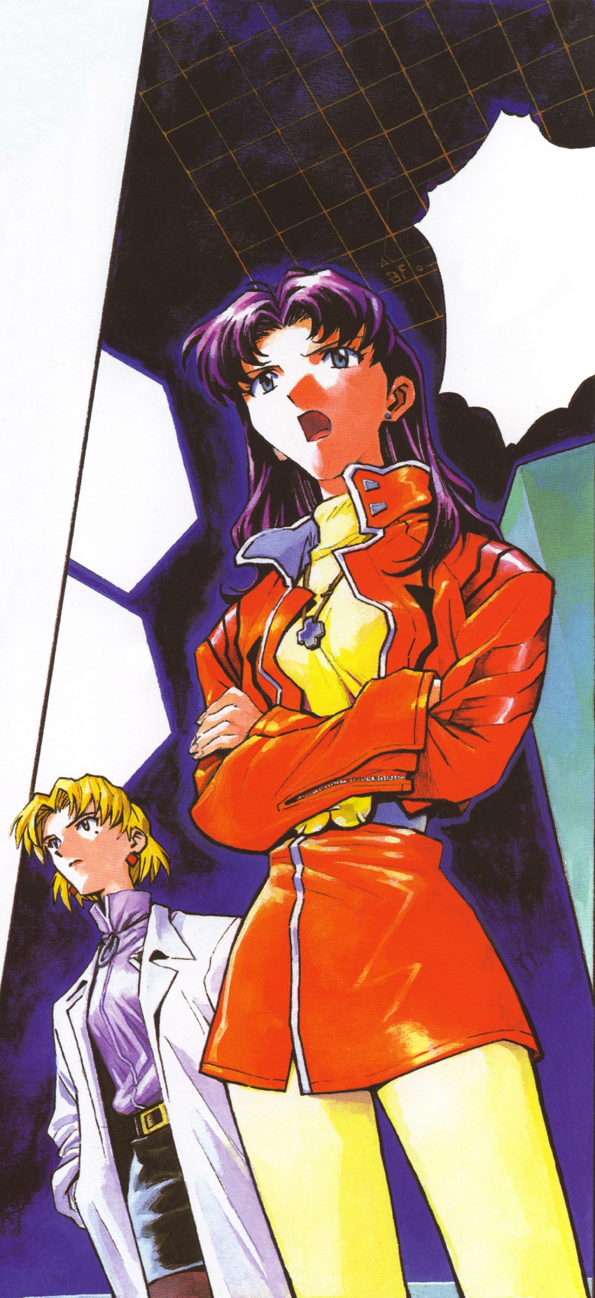 katsuragi misato and akagi ritsuko (neon genesis evangelion) drawn by sadamoto_yoshiyuki