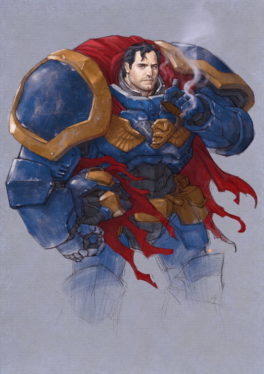 adeptus astartes, superman, and clark kent (real life and 3 more) drawn by chlorenology