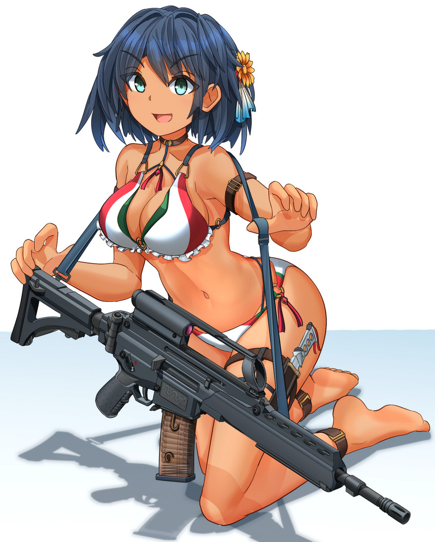 bikini girl with machine gun
